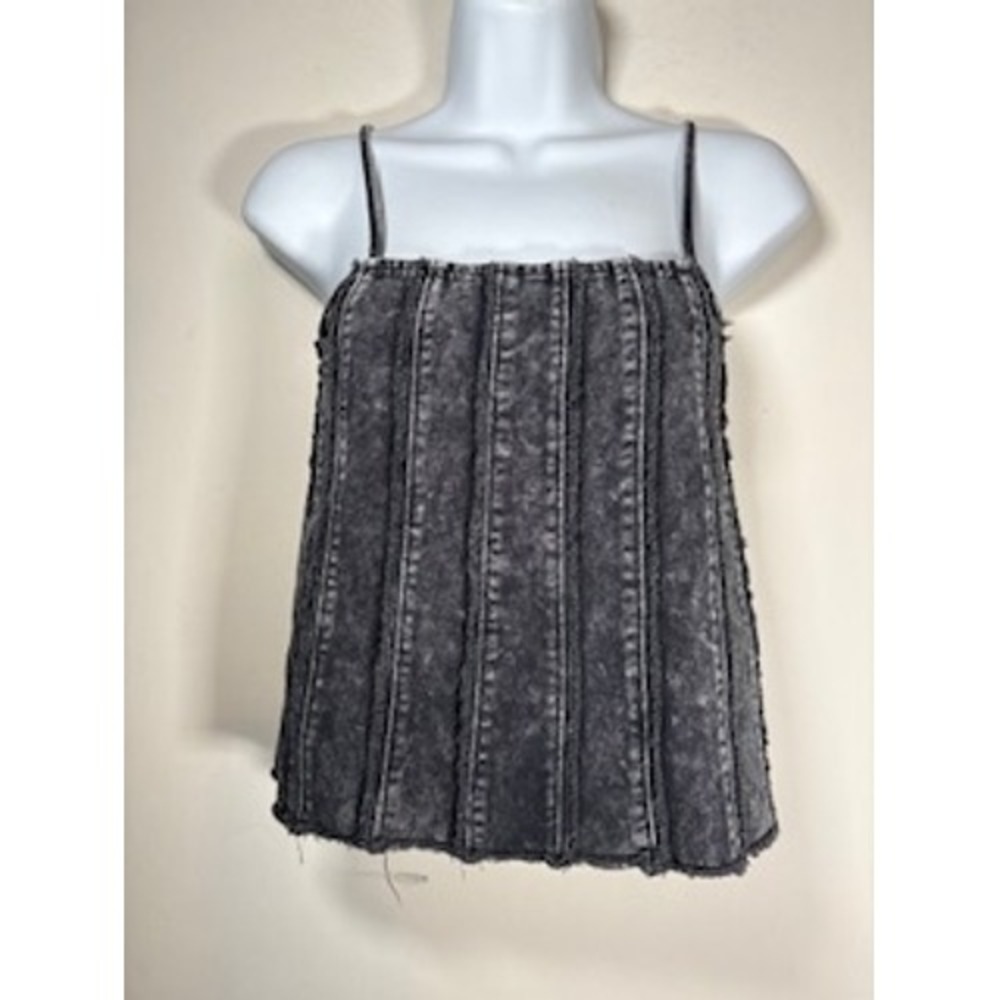 DIVIDED Camisole XS Gray Acid Wash Raw Seam Grunge‎ Tank Top Y2K Indie Boho